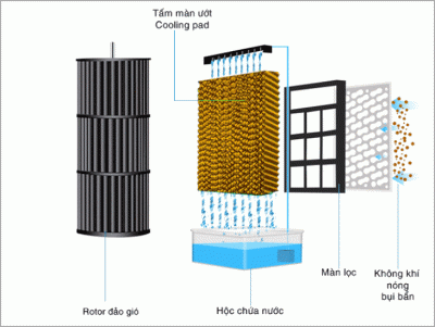 quạt điều hòa và quạt hơi nước